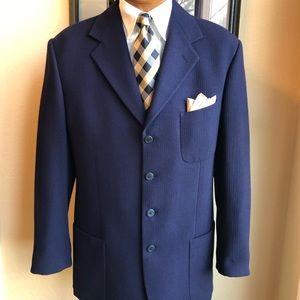 Messori Dark Blue Heavyweight 4 Button Blazer 42L